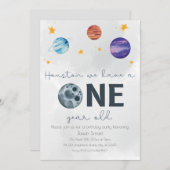 Ruimte thema Eerste verjaardagsfeestje Kaart (Voorkant / Achterkant)