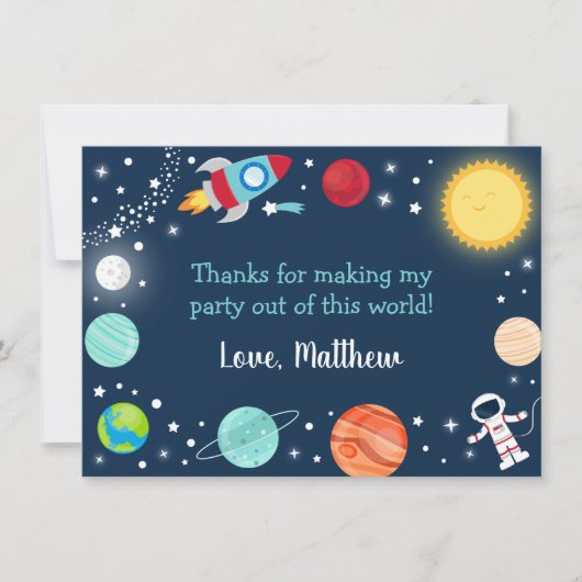 Ruimte uit deze wereld Verjaardag Dank u Bedankkaart (Voorkant)