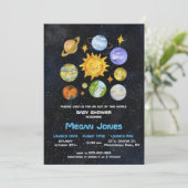 Ruimte | Uitnodiging tot het Baby shower van het z (Staand voorkant)