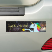 Ruimte-Unicorn. Bumpersticker (Op auto)