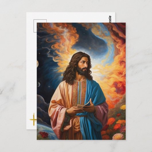 *~* Ruimte Universum Aarde Licht Helen AP50 Jezus Briefkaart (Voorkant / Achterkant)
