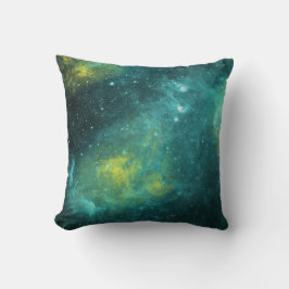 Ruimte Universum Groen Geel Aquarel Ster Nevel Kussen
