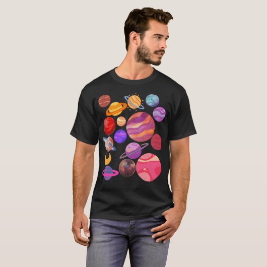 Ruimte van planeten t-shirt (Voorkant volledig)
