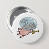 Ruimte varken met straalpistool Grappige astronaut Ronde Button 7,6 Cm (Voorkant /achterkant)