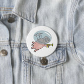 Ruimte varken met straalpistool Grappige astronaut Ronde Button 7,6 Cm (In situ)