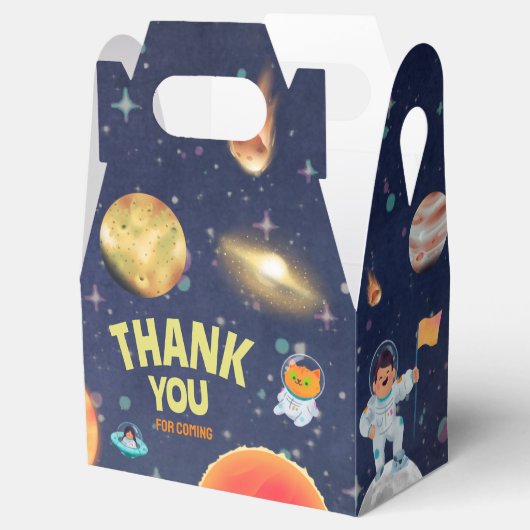 Ruimte verjaardag geschenkdoos, ruimte verjaardag bedankdoosjes (Geopend)