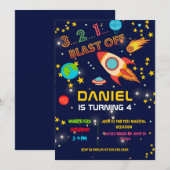 Ruimte Verjaardag Party Blast Off Kaart (Voorkant / Achterkant)