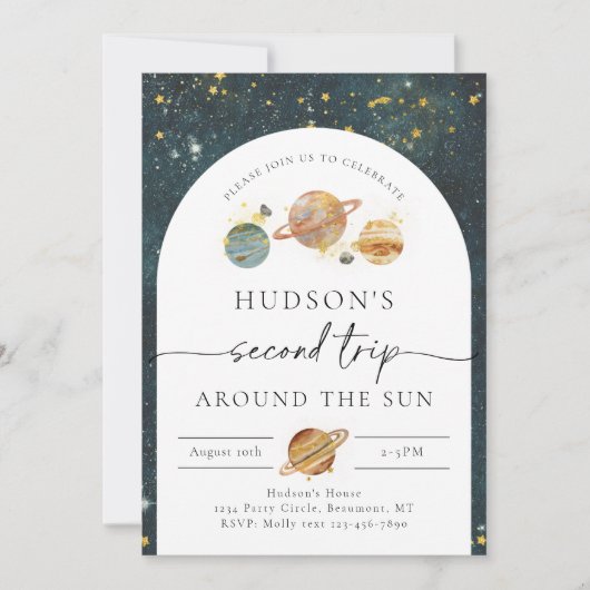 Ruimte Verjaardag Uitnodiging | Tweede reis Verjaa (Voorkant)