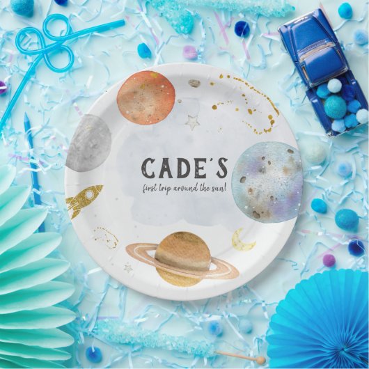 Ruimte-verjaardagsbord Papieren Bordje (Feest)