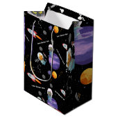 Ruimte Verjaardagsfeest, aangepaste tekst Medium Cadeauzakje (Voorkant Gekanteld)