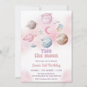 Ruimte Verjaardagsfeest Twee De Maan 2e Verjaardag Kaart (Voorkant)