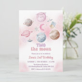 Ruimte Verjaardagsfeest Twee De Maan 2e Verjaardag Kaart (Staand voorkant)
