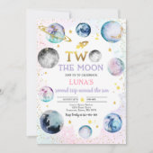Ruimte Verjaardagsfeest Twee De Maan 2e Verjaardag Kaart (Voorkant)