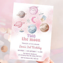 Ruimte Verjaardagsfeest Twee De Maan 2e Verjaardag Kaart