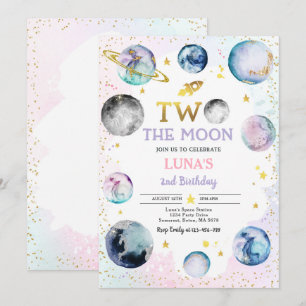 Ruimte Verjaardagsfeest Twee De Maan 2e Verjaardag Kaart