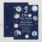 Ruimte Verjaardagsfeest Twee De Maan Jongen 2e Ver Kaart (Voorkant / Achterkant)