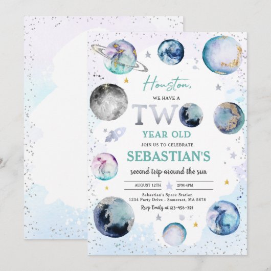 Ruimte Verjaardagsfeest Tweede reis rond de zon Kaart (Voorkant / Achterkant)