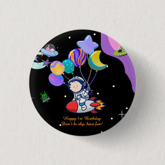 Ruimte Verjaardagsfeestje | Galaxy Thema Decor Ronde Button 3,2 Cm
