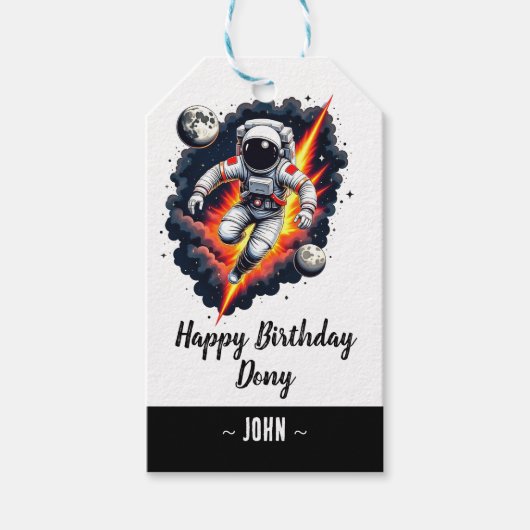 ruimte verkenning verjaardag cadeaulabel (Voorkant)