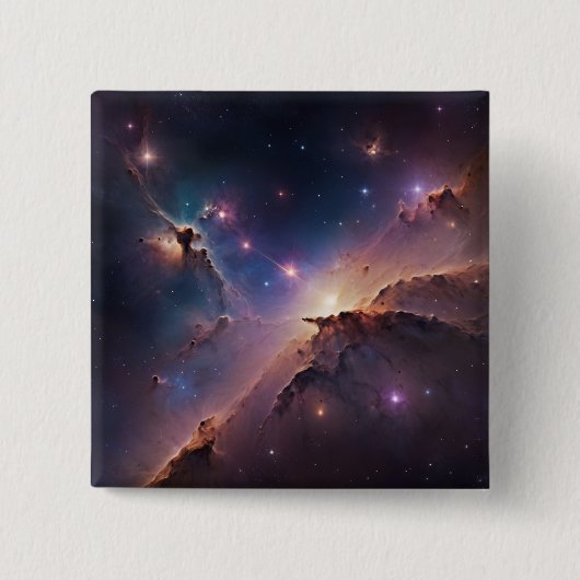 Ruimte Vierkante Button 5,1 Cm (Voorkant)