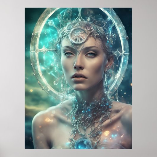 Ruimte Vrouw Mooi Scifi Poster (Voorkant)