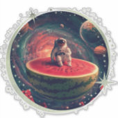 Ruimte Watermeloen Astronaut Sticker (Voorkant)