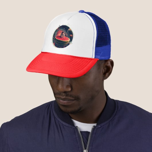 Ruimte Watermeloen Astronaut Trucker Pet (In situ)