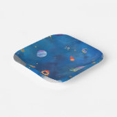 Ruimte Waterverf Design - Donkerblauw Papieren Bordje (Gebogen)