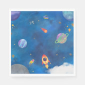 Ruimte Waterverf Design - Donkerblauw Servet (Voorkant)