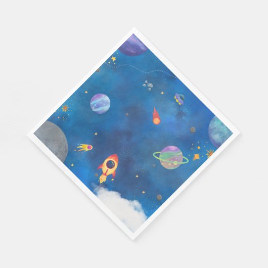 Ruimte Waterverf Design - Donkerblauw Servet (Hoek)