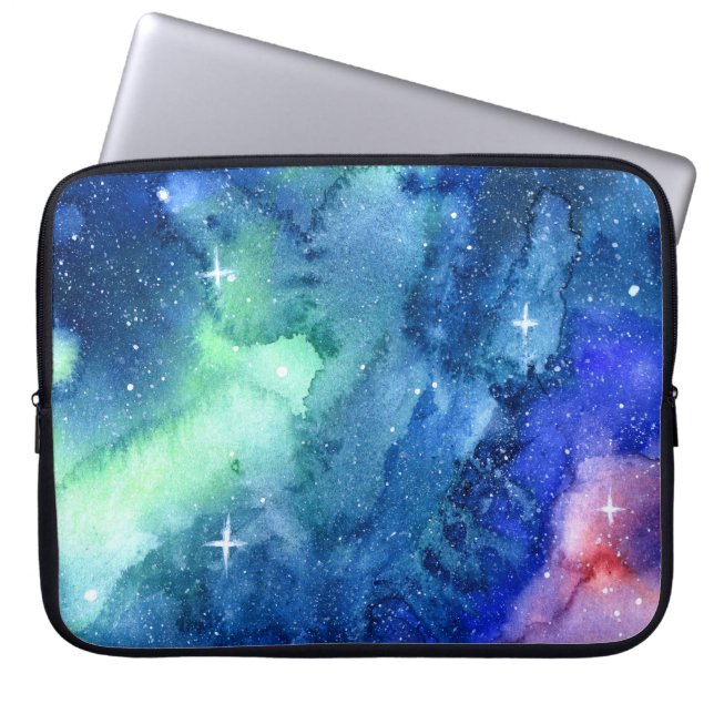 Ruimte-Waterverf Kunstlaptop Hoesje Laptop Sleeve (Voorkant)