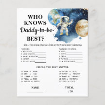 Ruimte Wie kent Papa Baby Shower Spel