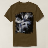Ruimte Wolven 3 Drie Sneeuw Wolf Howling Bij Maan T-shirt (Design voorkant)