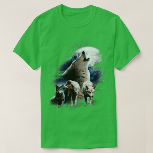 Ruimte Wolven Kosmische Sneeuw Wolf Howling Bij Ma T-shirt (Design voorkant)