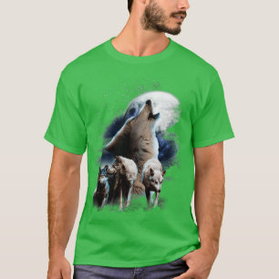 Ruimte Wolven Kosmische Sneeuw Wolf Howling Bij Ma T-shirt