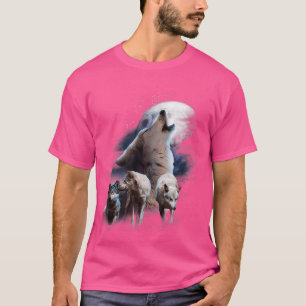 Ruimte Wolven Kosmische Sneeuw Wolf Howling Bij Ma T-shirt