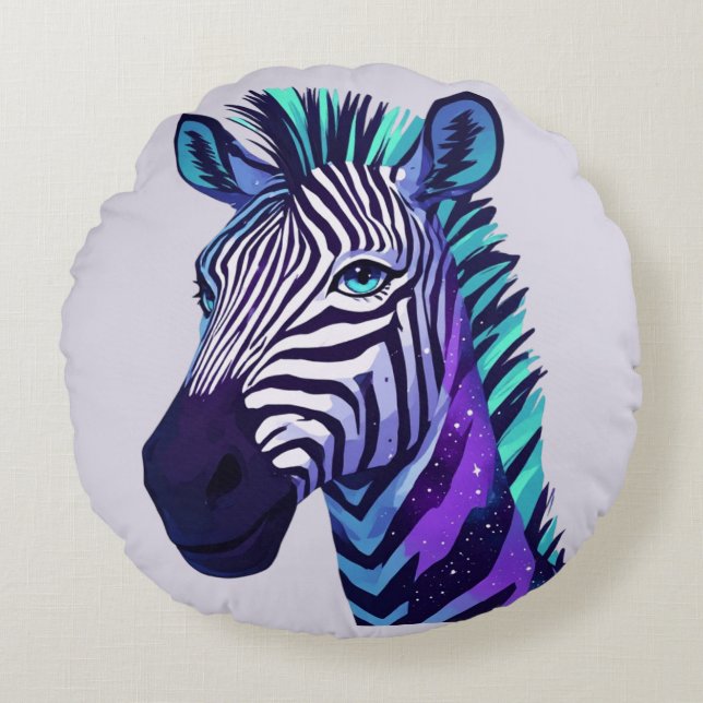 Ruimte Zebra Rond Kussen (Voorkant)
