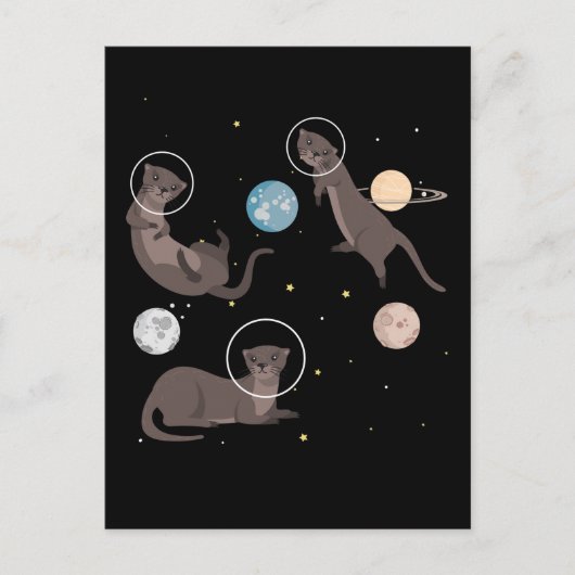 Ruimte-Zee Otters Funny Galaxy Otter Briefkaart (Voorkant)