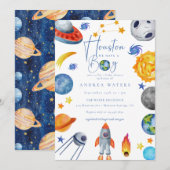 Ruimte zonnestelsel | BABY SHOWER WATERVERF Kaart (Voorkant / Achterkant)