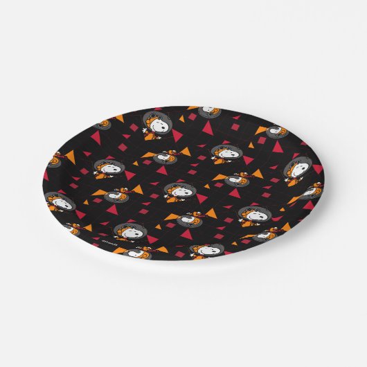 RUIMTE | Zwarte Snoopy Space Suit-patroon Papieren Bordje (Gekanteld)
