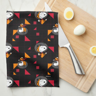 RUIMTE   Zwarte Snoopy Space Suit-patroon Theedoek