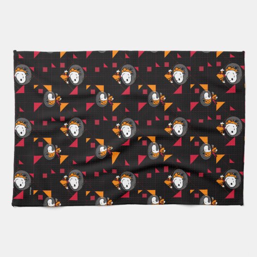 RUIMTE | Zwarte Snoopy Space Suit-patroon Theedoek (Horizontaal)