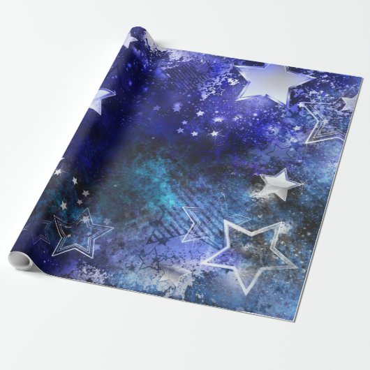 Ruimteachtergrond met sterren cadeaupapier (Uitgerold)