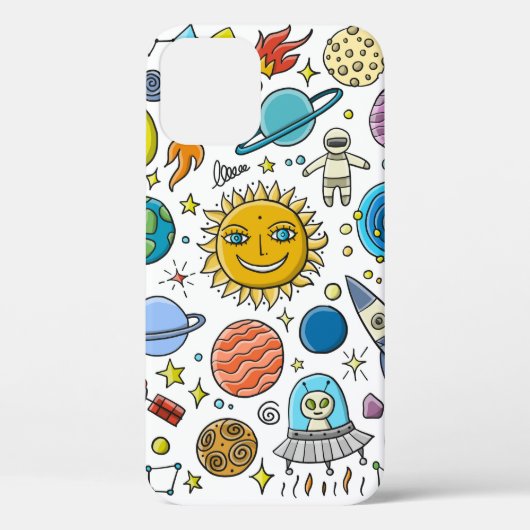 Ruimteachtergrond. Planten van het zonnestelsel. R Case-Mate iPhone Case (Achterkant)