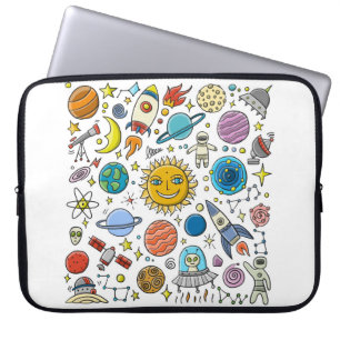 Ruimteachtergrond. Planten van het zonnestelsel. R Laptop Sleeve