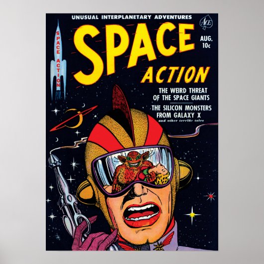 Ruimteactie #2  Sci Fi Comic Book Hoesje Poster (Voorkant)