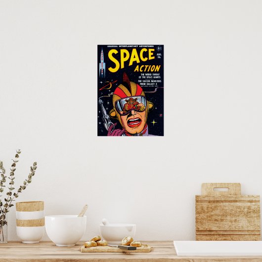 Ruimteactie #2  Sci Fi Comic Book Hoesje Poster (Keuken)