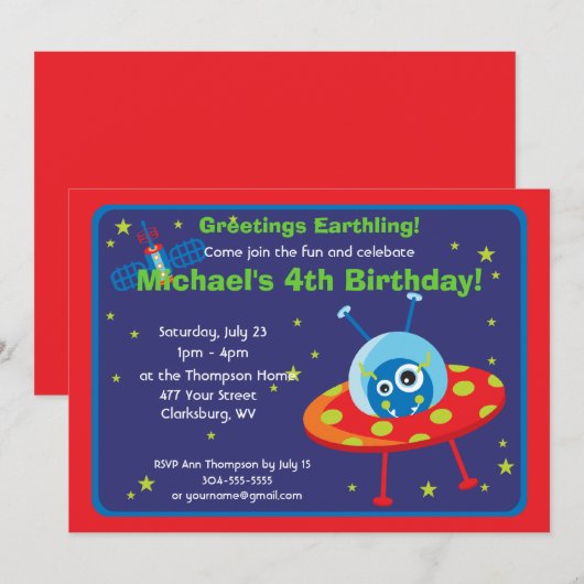  ruimteAlien Kaart (Voorkant / Achterkant)