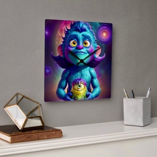 Ruimtealien & Vriend Vierkante Klok