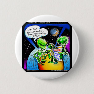 Ruimtealiens ontdekken sociale media leuke geschen ronde button 5,7 cm